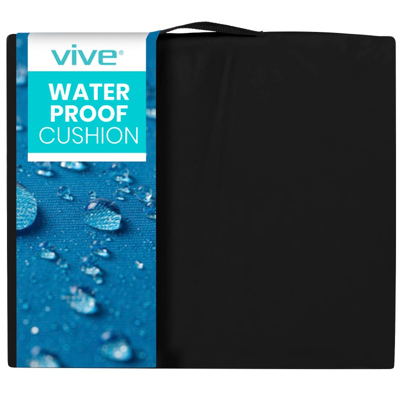 Vive Waterproof Wheelchair Cushion for Pressure Relief 16x16x3 Washable Cover Incontinence Protection for Elderly Adults Seniors Memory Foam Gel Pad for Recliners Office Chairs Car Travel